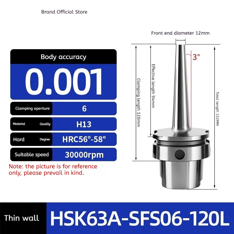 10022 HSK63 SFS Heat shrink holder Thin wall heat shrink holder Thin wall sintered handle Integrated SFS holder Shandong Denso Pricision Tools Co.,Ltd.